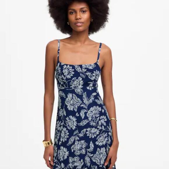 NEW Madewell Textured Slip Navy Floral Maxi Dress - Picture 2 of 15